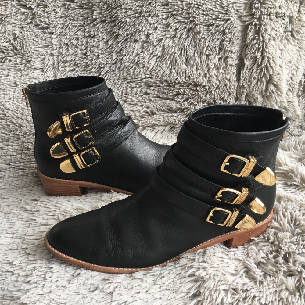 Loeffler Randall leather boots w/buckles size 11